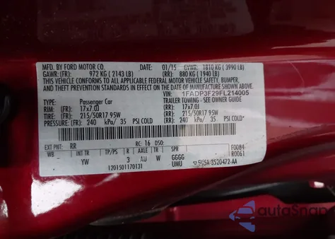 2015 Ford Focus Se z USA, uszkodzony, nr VIN 1FADP3F29FL214005